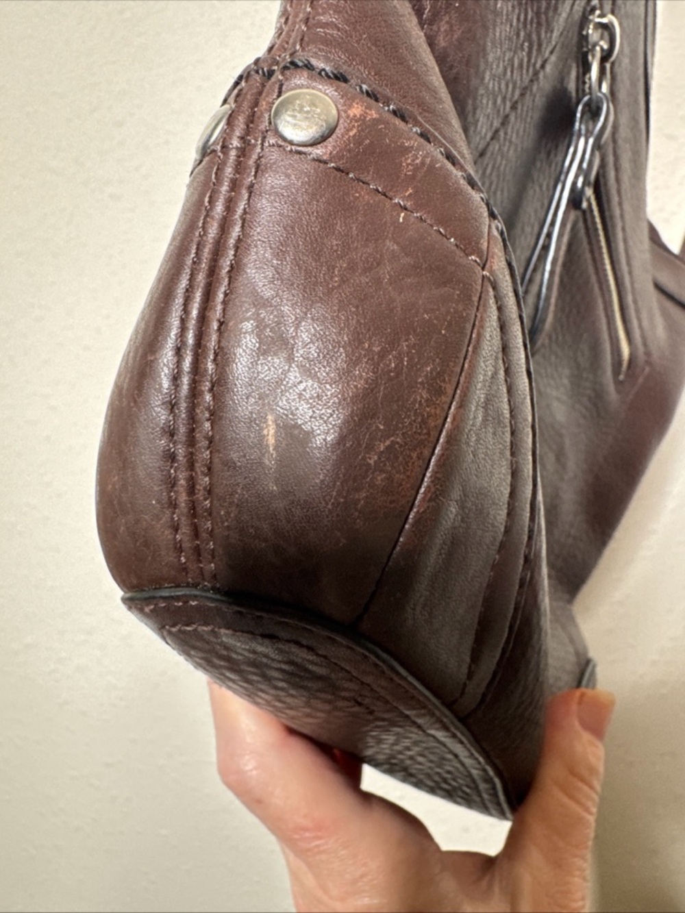 COACH PEBBLE Brown Leather Silver Tone Hardware CROSSBODY Bag F12319 - Picture 5 of 15